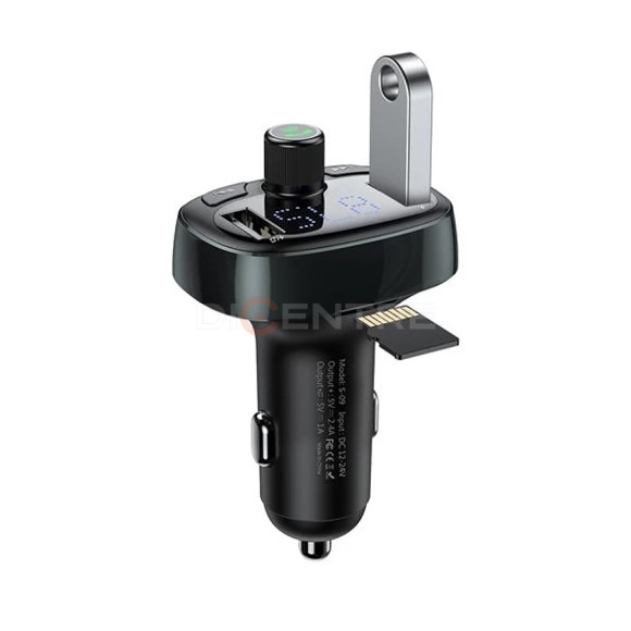 AЗУ Baseus с FM-трансмиттером 2xUSB T typed Bluetooth MP3 - Черное (CCTM-01)