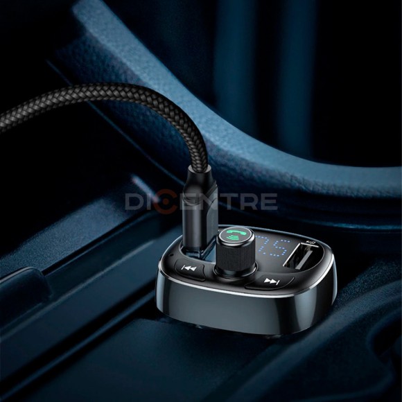 AЗУ Baseus с FM-трансмиттером 2xUSB T typed Bluetooth MP3 - Черное (CCTM-01)