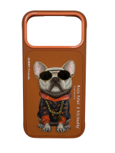 Чехол-накладка для iPhone 17 Pro Nimmy собачка в очках оранжевая