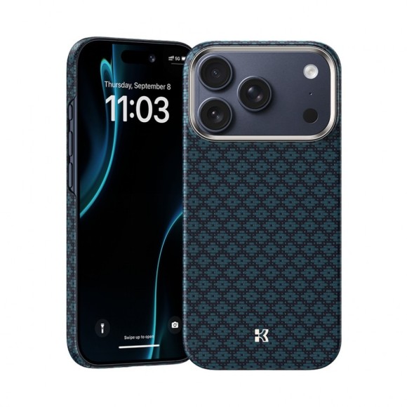 Чехол-накладка для iPhone 17 Pro Max Benks Magnetic Kevlar ArmorAir  ArmorGrid Blue