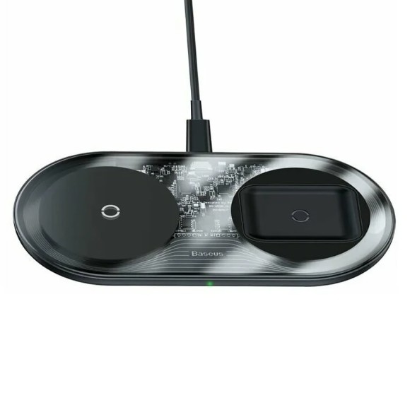Беспроводное зарядное устройство Baseus Simple 2in1 Wireless Charger Pro Edition (WXJK-C02) черный/прозрачный Беспроводное зарядное устройство Baseus Simple 2in1 Wireless Charger Pro Edition (WXJK-C02) черный/прозрачный