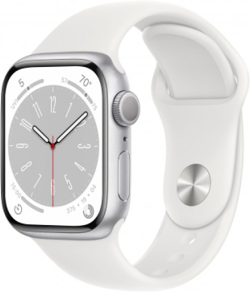 Умные часы Apple Watch Series 8 41мм MP6K3 Aluminium Case, silver/white (Серебристый, Белый )