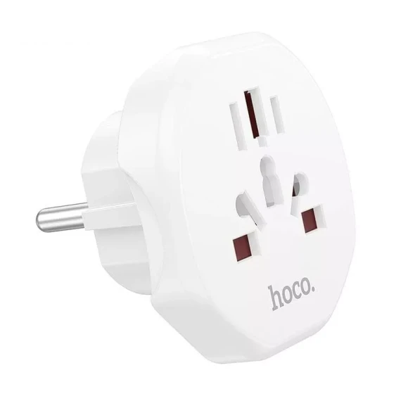 Переходник Евро на русскую вилку Hoco AC6 белый