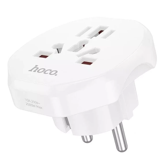 Переходник Евро на русскую вилку Hoco AC6 белый
