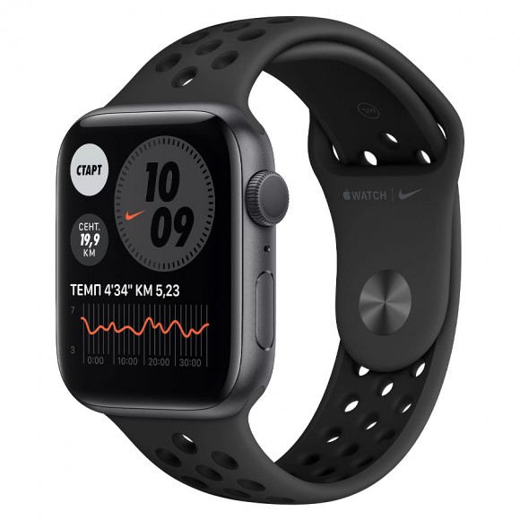 Часы Apple Watch Series 6 GPS 40мм Aluminum Case with Nike Sport Band (M00X3RU/A) (темно-серый, Черный)