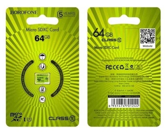 Micro SDHC Borofone 64Gb (Class 10)