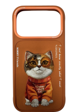 Чехол-накладка для iPhone 17 Pro Nimmy кошечка в очках оранжевый