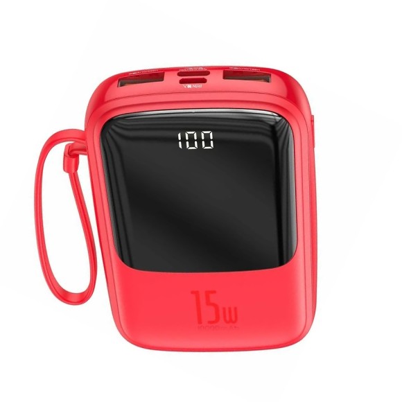 Аккумулятор Baseus Q Pow Digital Display 3A Power Bank Type-C Cable 10000mAh (PPQD-A09) Red