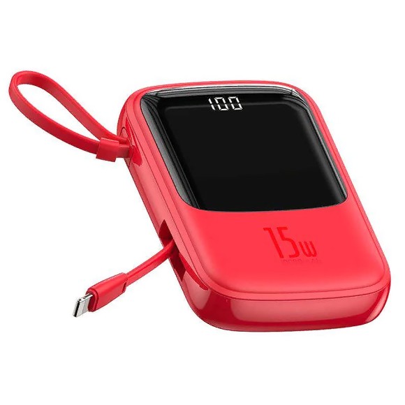 Аккумулятор Baseus Q Pow Digital Display 3A Power Bank Type-C Cable 10000mAh (PPQD-A09) Red