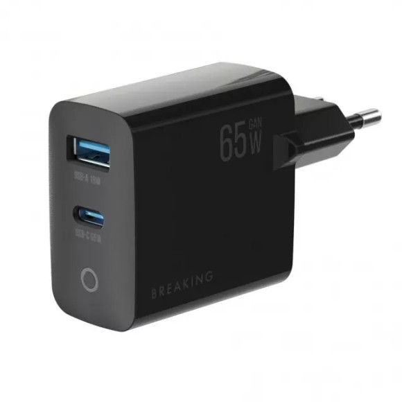 СЗУ Breaking WC20 USB-C + USB-A 65W 3.0 A черный