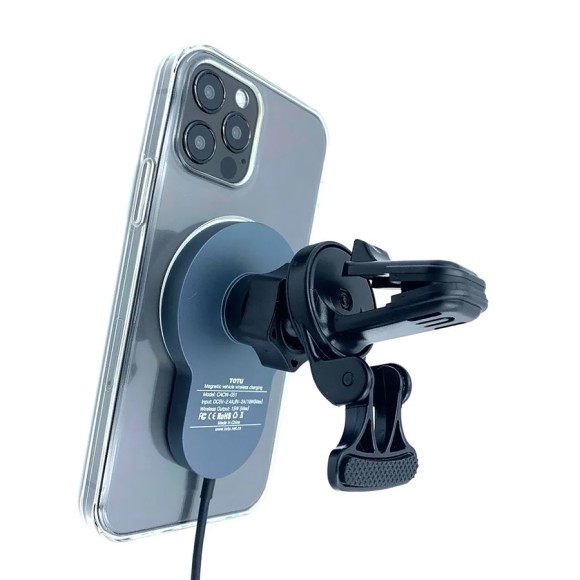 Держатель TOTU CACW-051 в дефлектор с беспроводной быстрой зарядкой 15W синий