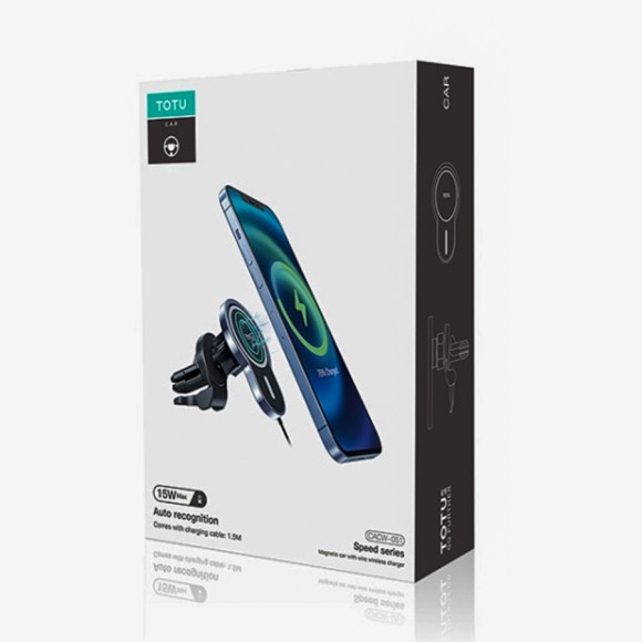 Держатель TOTU CACW-051 в дефлектор с беспроводной быстрой зарядкой 15W синий