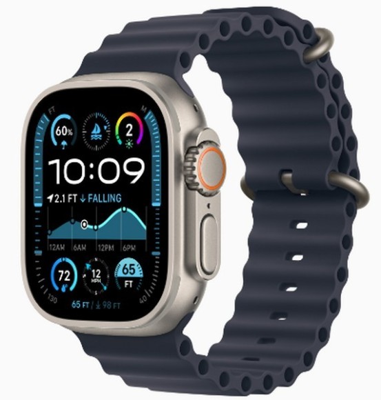 Умные часы  Apple Watch Ultra 2 2024 MX4D3 49mm Natural Titanium Case with Navy Ocean Band (Natural Titanium, Navy Ocean)