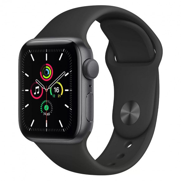 Часы Apple Watch SE GPS 44mm Aluminum Case with Sport Band (MYDT2) (EAC) (темно-серый, Черный)