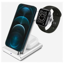 Беспроводная зарядка 3-в-1 COTEetCI CS5700 Aluminium WS20 (iPhone+Apple Watch+AirPods), серебро