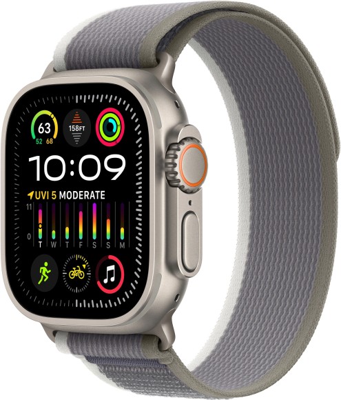 Умные часы  Apple Watch Ultra 2 MRF43 49мм M/L, Green/Gray Trail Loop (зеленый-серый)