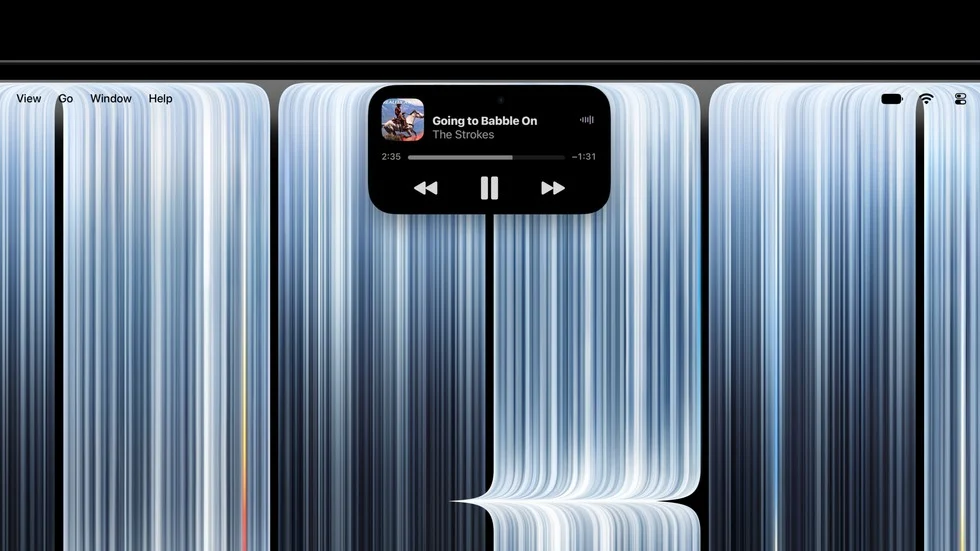 Dynamic Island на MacBook Pro: воспроизведение Apple Music