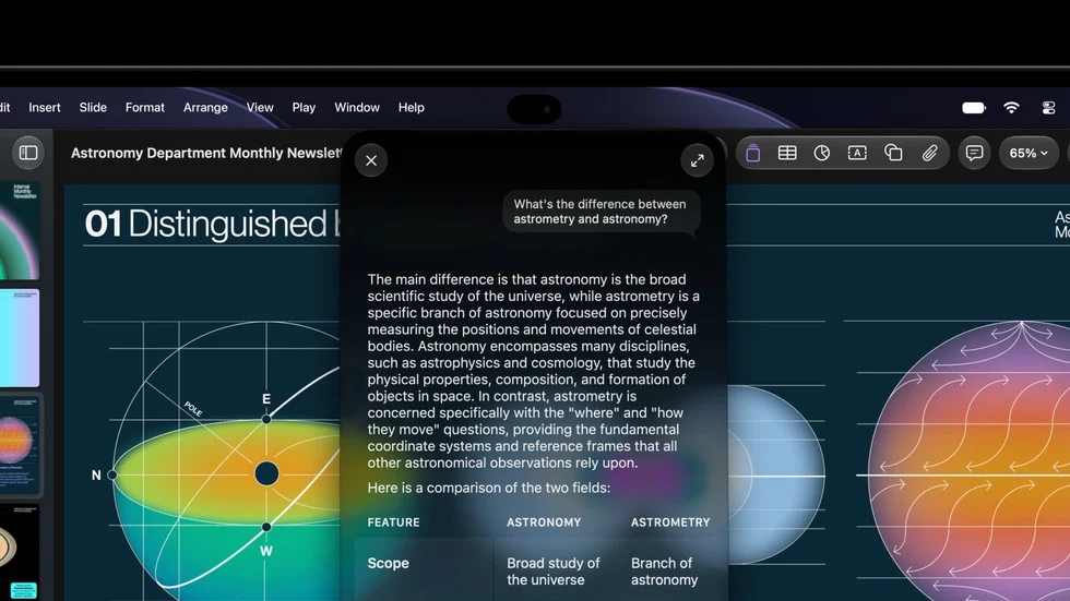 Dynamic Island на MacBook Pro: Keynote и Siri AI